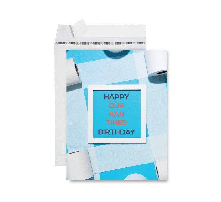 Happy Birthday Quarantine Jumbo Card for Social Distance Celebrations-Set of 1-Andaz Press-Happy Quarantine Birthday Toilet Paper Design-