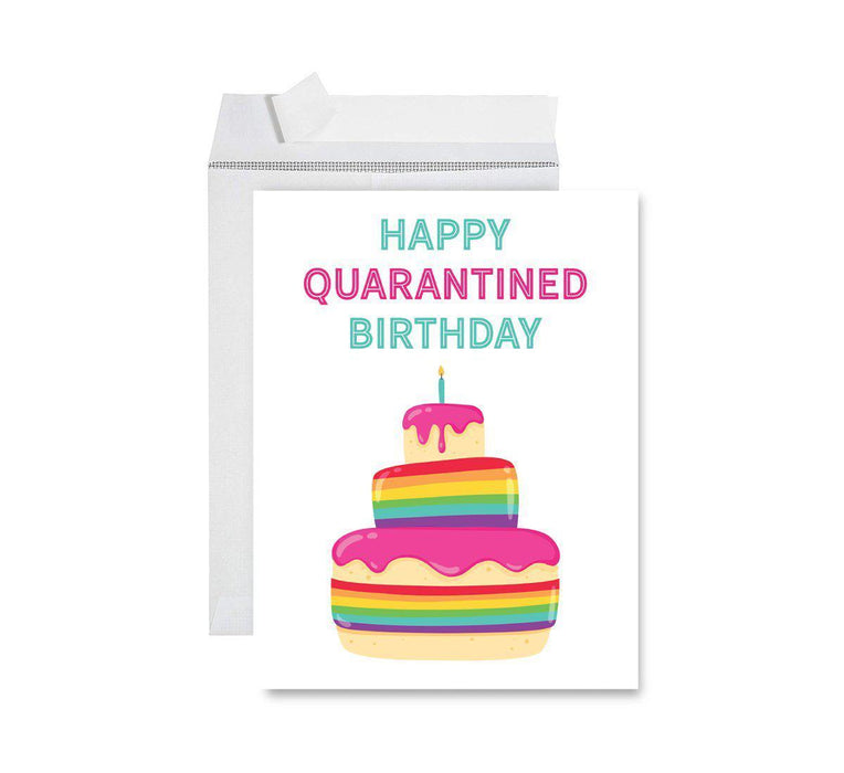 Happy Birthday Quarantine Jumbo Card for Social Distance Celebrations-Set of 1-Andaz Press-Happy Quarantined Birthday, Birthday Cake Design-