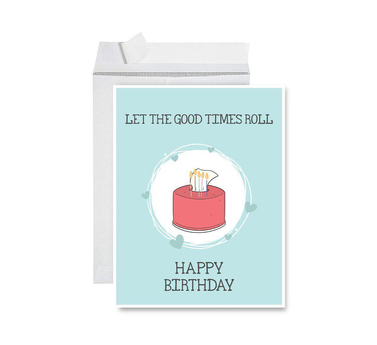 Happy Birthday Quarantine Jumbo Card for Social Distance Celebrations-Set of 1-Andaz Press-Let The Good Times Roll, Toilet Paper Cake-