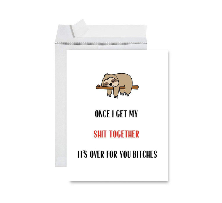 Happy Birthday Quarantine Jumbo Card for Social Distance Celebrations-Set of 1-Andaz Press-Once I Get My Shit Together, Sloth Design-