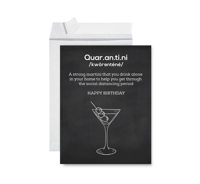 Happy Birthday Quarantine Jumbo Card for Social Distance Celebrations-Set of 1-Andaz Press-Quarantini Definition-