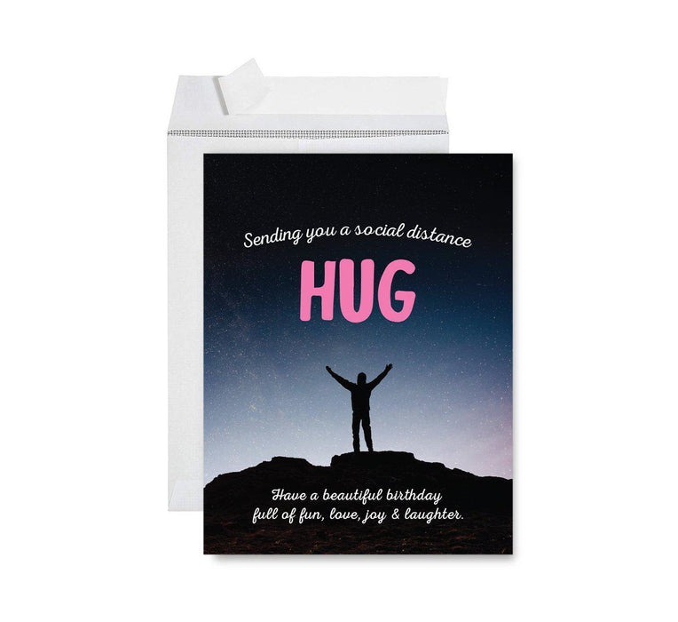 Happy Birthday Quarantine Jumbo Card for Social Distance Celebrations-Set of 1-Andaz Press-Sending You A Social Distance Hug-