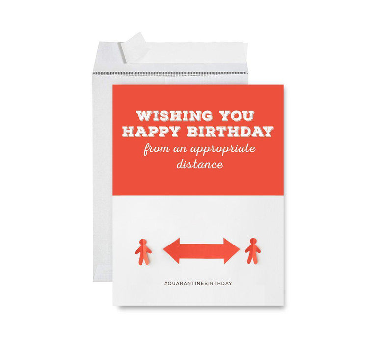 Happy Birthday Quarantine Jumbo Card for Social Distance Celebrations-Set of 1-Andaz Press-Wishing You a Happy Birthday From An Appropriate Distance-