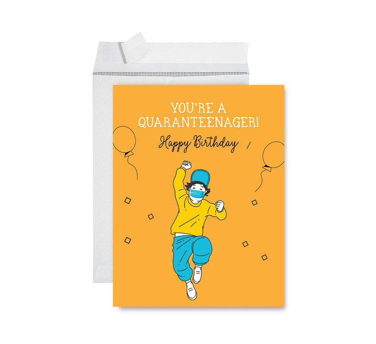 Happy Birthday Quarantine Jumbo Card for Social Distance Celebrations-Set of 1-Andaz Press-You're A Quaranteenager-