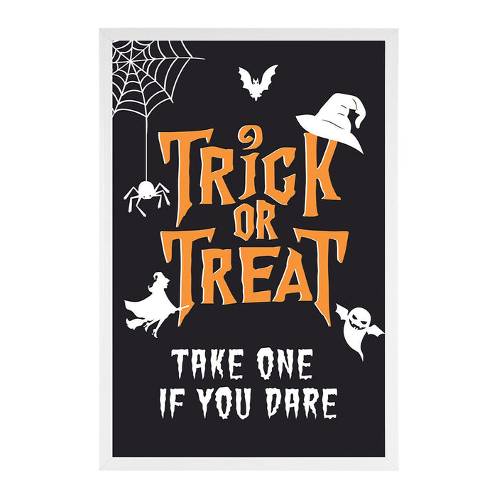 Happy Halloween Candy Sign Please Take One Sign Trick Or Treat Sign Halloween-Set of 1-Andaz Press-Bats and Jack O Lanterns-