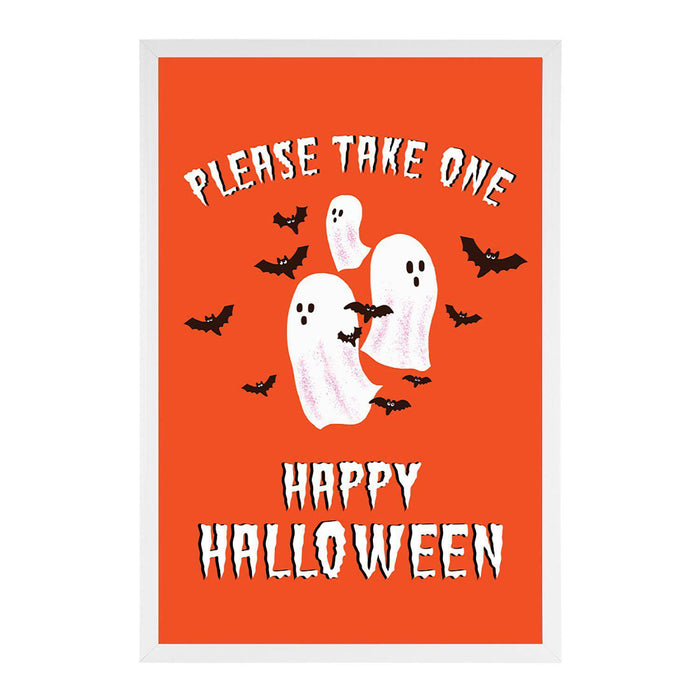 Happy Halloween Candy Sign Please Take One Sign Trick Or Treat Sign Halloween-Set of 1-Andaz Press-Bats and Jack O Lanterns-