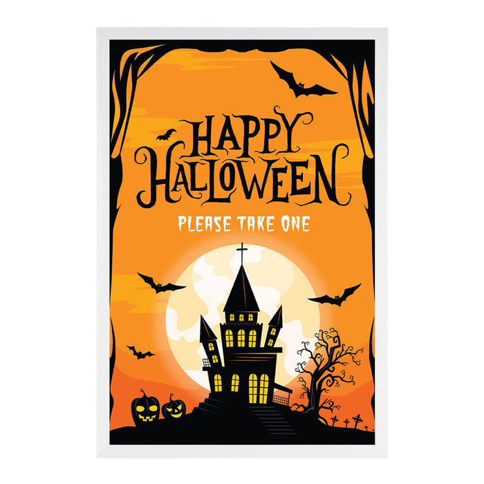 Happy Halloween Candy Sign Please Take One Sign Trick Or Treat Sign Halloween-Set of 1-Andaz Press-Bats and Jack O Lanterns-