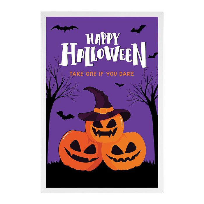 Happy Halloween Candy Sign Please Take One Sign Trick Or Treat Sign Halloween-Set of 1-Andaz Press-Bats and Jack O Lanterns-