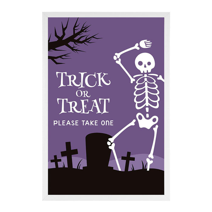 Happy Halloween Candy Sign Please Take One Sign Trick Or Treat Sign Halloween-Set of 1-Andaz Press-Bats and Jack O Lanterns-