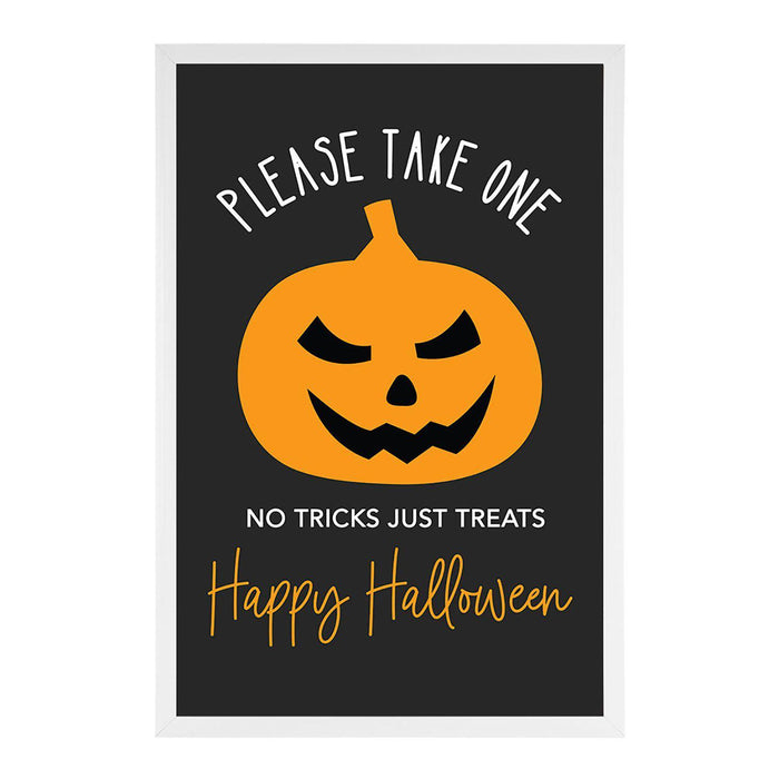 Happy Halloween Candy Sign Please Take One Sign Trick Or Treat Sign Halloween-Set of 1-Andaz Press-Bats and Jack O Lanterns-