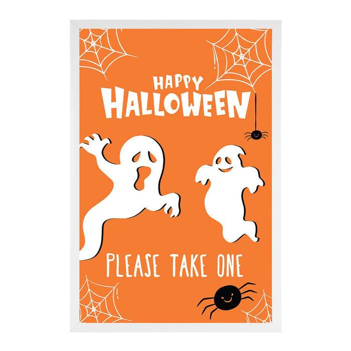 Happy Halloween Candy Sign Please Take One Sign Trick Or Treat Sign Halloween-Set of 1-Andaz Press-Bats and Jack O Lanterns-