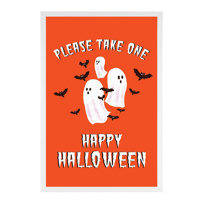 Happy Halloween Candy Sign Please Take One Sign Trick Or Treat Sign Halloween-Set of 1-Andaz Press-Bats and Ghosts-