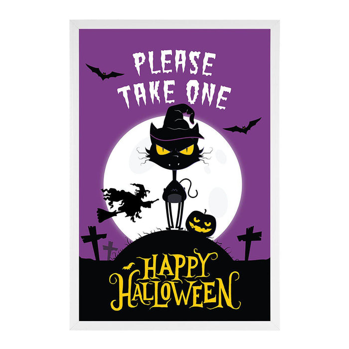 Happy Halloween Candy Sign Please Take One Sign Trick Or Treat Sign Halloween-Set of 1-Andaz Press-Black Cat-