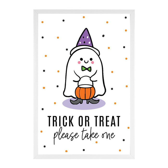 Happy Halloween Candy Sign Please Take One Sign Trick Or Treat Sign Halloween-Set of 1-Andaz Press-Cute Ghost-