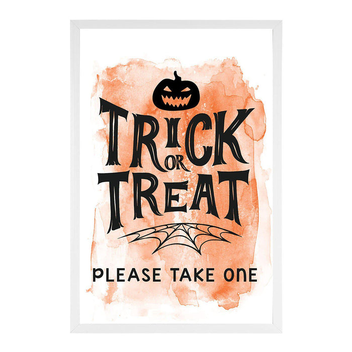 Happy Halloween Candy Sign Please Take One Sign Trick Or Treat Sign Halloween-Set of 1-Andaz Press-Pumpkin and Spiderwebs-