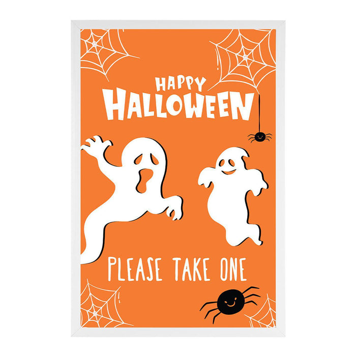 Happy Halloween Candy Sign Please Take One Sign Trick Or Treat Sign Halloween-Set of 1-Andaz Press-Scary Ghosts-