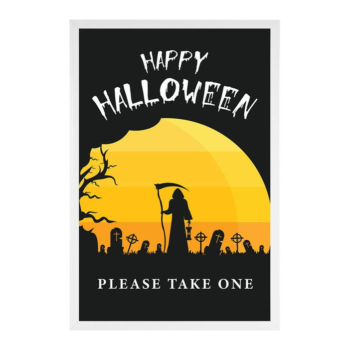 Happy Halloween Candy Sign Please Take One Sign Trick Or Treat Sign Halloween-Set of 1-Andaz Press-Scary Man Cemetery-