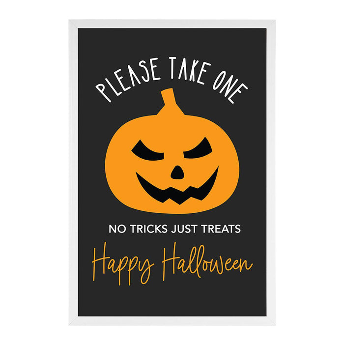 Happy Halloween Candy Sign Please Take One Sign Trick Or Treat Sign Halloween-Set of 1-Andaz Press-Scary Pumpkin-