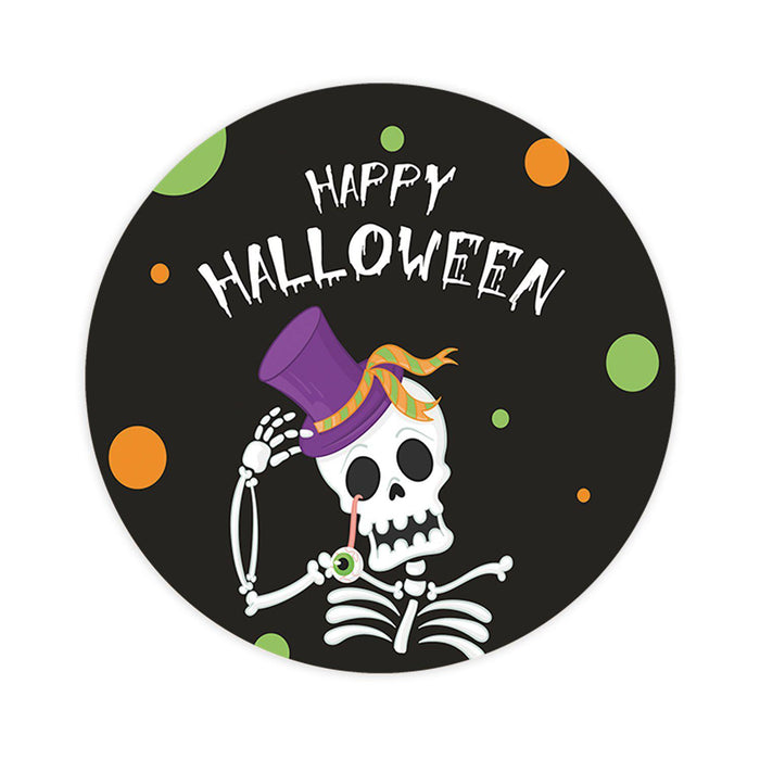 Happy Halloween Stickers Labels For Kids Treat Bags Goodie, Halloween Party Favors-Set of 120-Andaz Press-Skeleton with Top Hat-