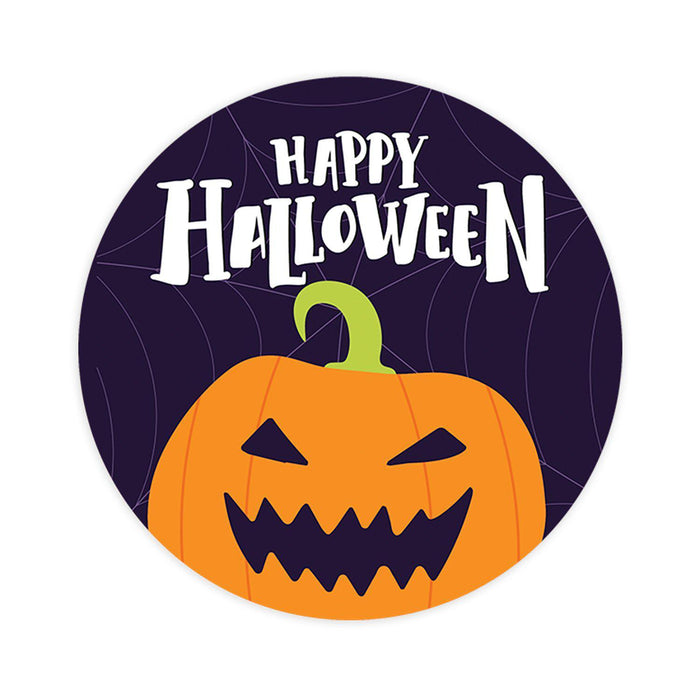 Happy Halloween Stickers Labels For Kids Treat Bags Goodie, Halloween Party Favors-Set of 120-Andaz Press-Smiling Pumpkin Face-