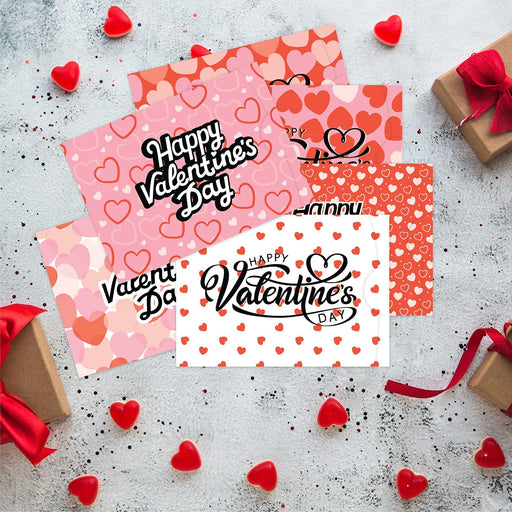 Happy Valentine's Day Gift Card Holders, Assorted Gift Card Sleeves-Set of 12-Andaz Press-Pink & Red Happy Valentine's Day-