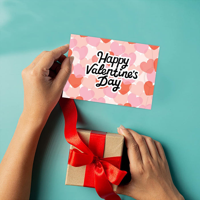 Happy Valentine's Day Gift Card Holders, Assorted Gift Card Sleeves-Set of 12-Andaz Press-Pink & Red Happy Valentine's Day-