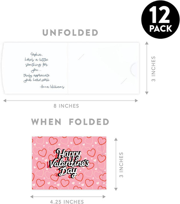 Happy Valentine's Day Gift Card Holders, Assorted Gift Card Sleeves-Set of 12-Andaz Press-Pink & Red Happy Valentine's Day-