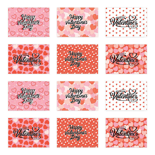 Happy Valentine's Day Gift Card Holders, Assorted Gift Card Sleeves-Set of 12-Andaz Press-Pink & Red Happy Valentine's Day-