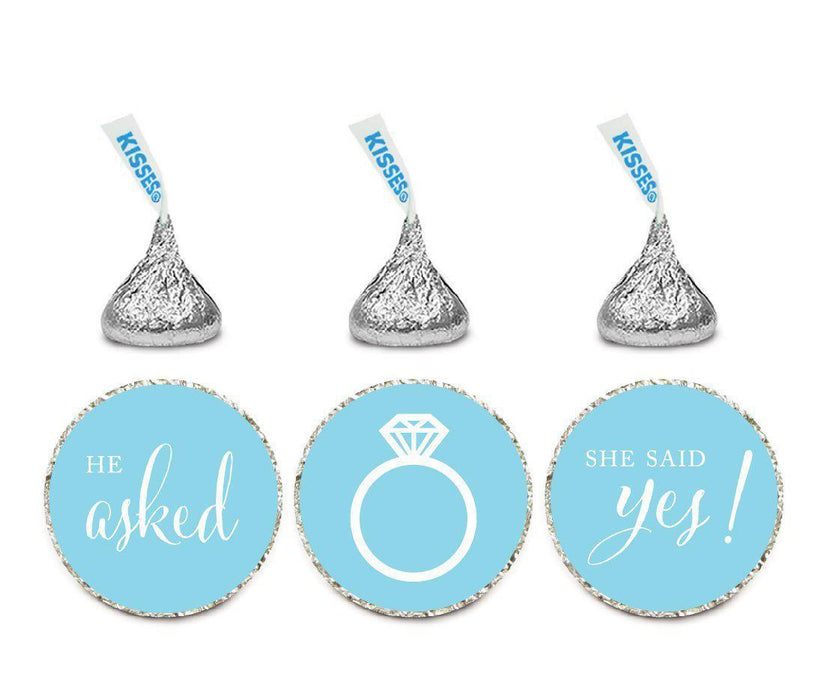 He Asked She Said Yes! Hershey's Kisses Stickers-Set of 216-Andaz Press-Baby Blue-