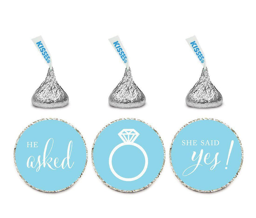 He Asked She Said Yes! Hershey's Kisses Stickers-Set of 216-Andaz Press-Baby Blue-