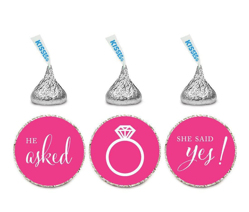 He Asked She Said Yes! Hershey's Kisses Stickers-Set of 216-Andaz Press-Fuchsia-
