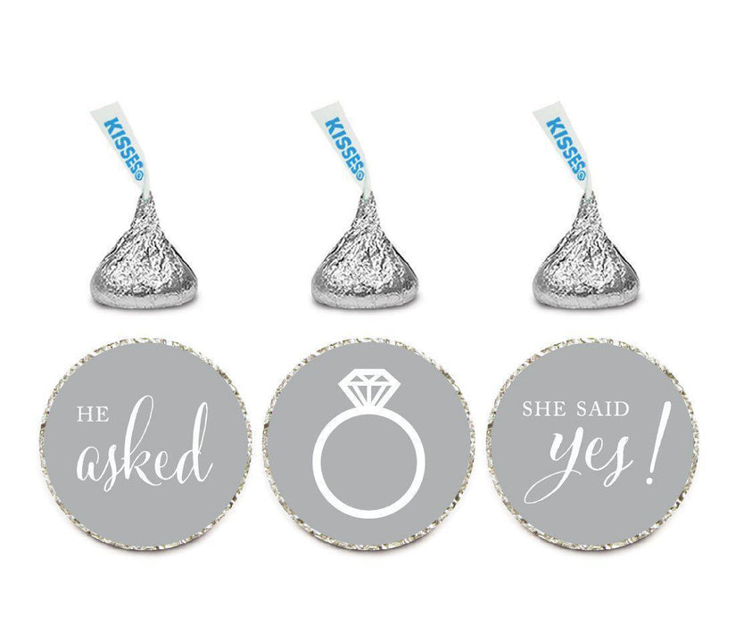 He Asked She Said Yes! Hershey's Kisses Stickers-Set of 216-Andaz Press-Gray-