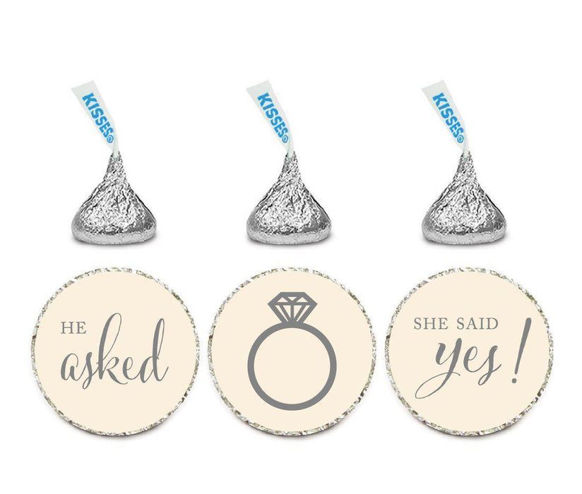 He Asked She Said Yes! Hershey's Kisses Stickers-Set of 216-Andaz Press-Ivory-