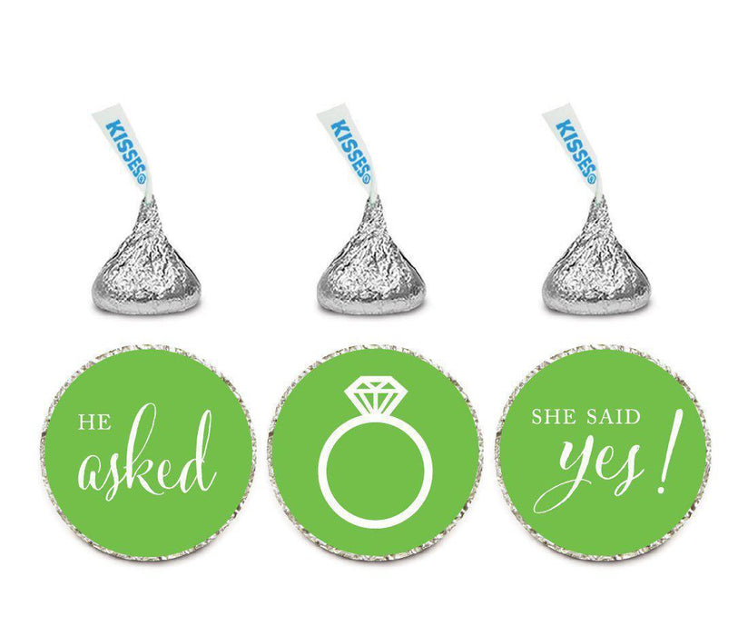 He Asked She Said Yes! Hershey's Kisses Stickers-Set of 216-Andaz Press-Kiwi Green-