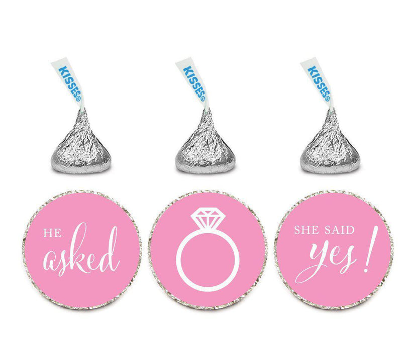 He Asked She Said Yes! Hershey's Kisses Stickers-Set of 216-Andaz Press-Pink-