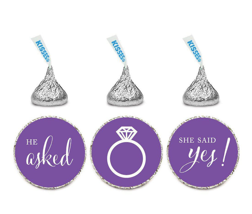 He Asked She Said Yes! Hershey's Kisses Stickers-Set of 216-Andaz Press-Royal Purple-