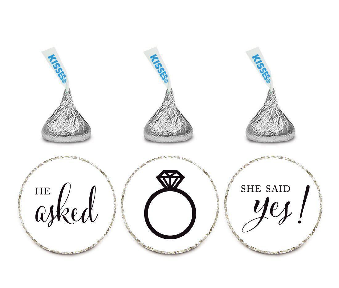 He Asked She Said Yes! Hershey's Kisses Stickers-Set of 216-Andaz Press-White-