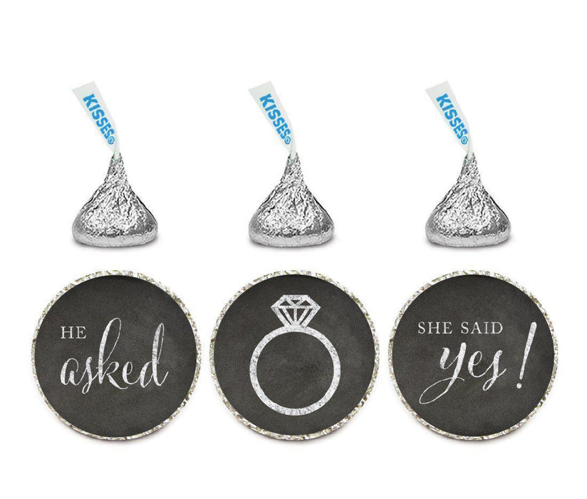 He Asked She Said Yes! Vintage Chalkboard Hershey's Kisses Stickers-Set of 216-Andaz Press-