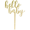 Hello Baby Mirror Acrylic Cake Toppers-Set of 1-Andaz Press-Gold-