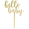 Hello Baby Mirror Acrylic Cake Toppers-Set of 1-Andaz Press-Gold-