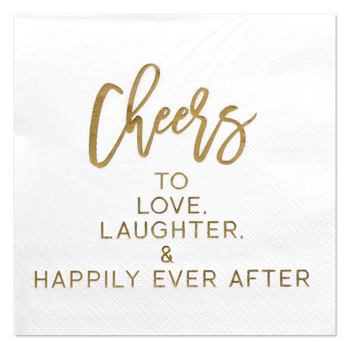 Heres to Love Laughter & Happily Ever After Funny Cocktail Napkins-Set of 50-Andaz Press-