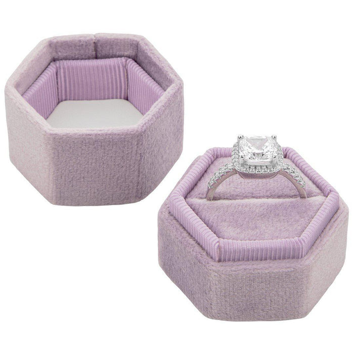 Hexagon Velvet Ring Box-Set of 1-Koyal Wholesale-Lilac-