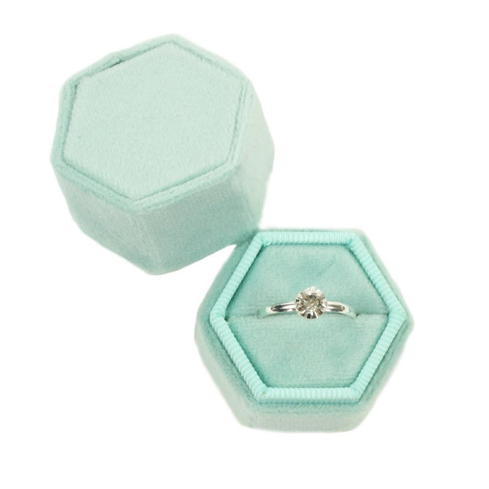 Hexagon Velvet Ring Box-Set of 1-Koyal Wholesale-Mint-