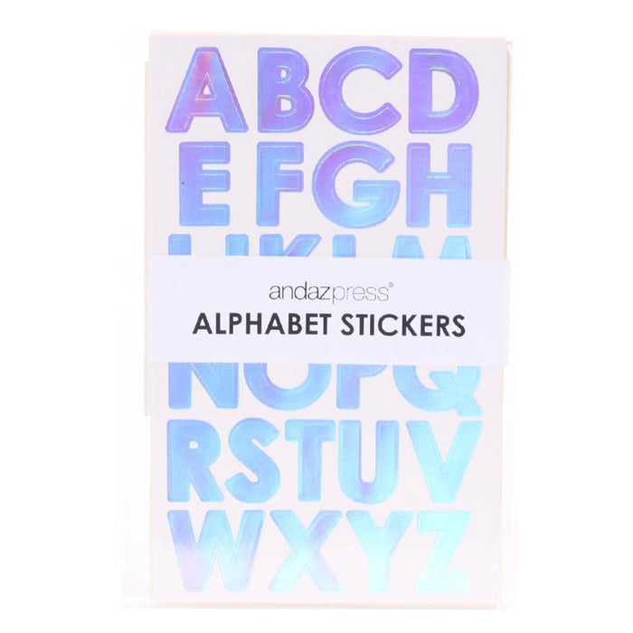 Andaz Press Large Holographic Foil Iridescent Alphabet Sticker Letters, Big 1-in