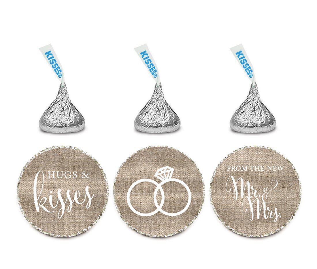 Hugs & Kisses from the New Mr. & Mrs. Burlap Hershey's Kisses Stickers-Set of 216-Andaz Press-