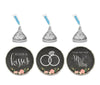 Hugs & Kisses from the New Mr. & Mrs. Chalkboard Floral Roses Hershey's Kisses Stickers-Set of 216-Andaz Press-