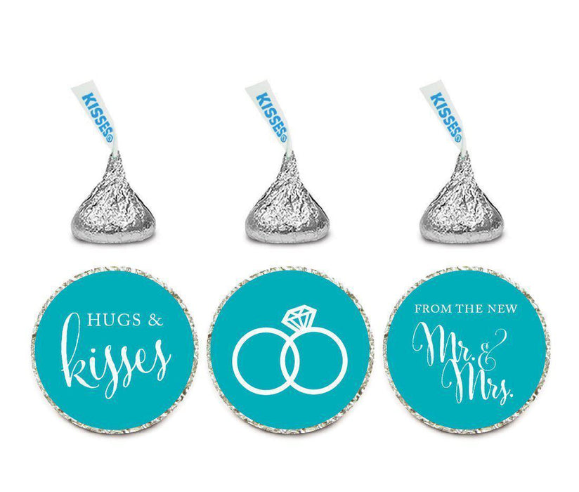 Hugs & Kisses from the New Mr. & Mrs. Hershey's Kisses Stickers-Set of 216-Andaz Press-Aqua-