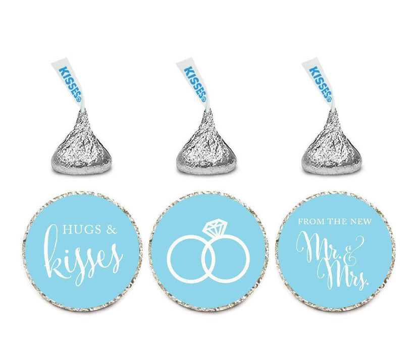 Hugs & Kisses from the New Mr. & Mrs. Hershey's Kisses Stickers-Set of 216-Andaz Press-Baby Blue-