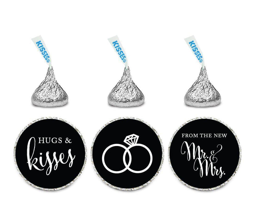 Hugs & Kisses from the New Mr. & Mrs. Hershey's Kisses Stickers-Set of 216-Andaz Press-Black-