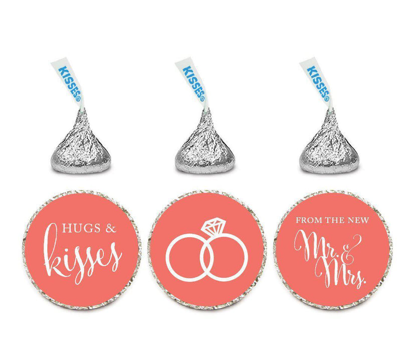 Hugs & Kisses from the New Mr. & Mrs. Hershey's Kisses Stickers-Set of 216-Andaz Press-Coral-